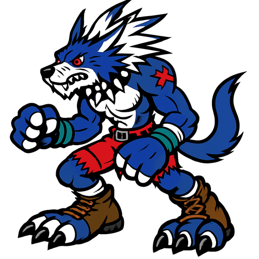Weregarurumon.
In-Game asset.  2d.  High contrast.  No shadows