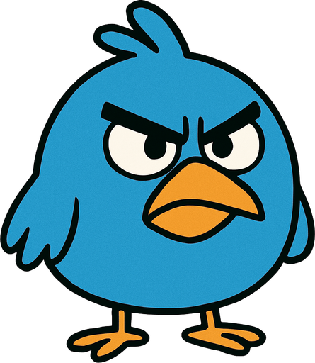 angry blue bird.
no shadow. cartoon. simple. minimalisitc. animated
