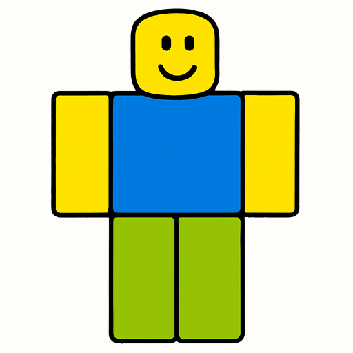 A Roblox noob.
In-Game asset.  2d.  High contrast.  No shadows