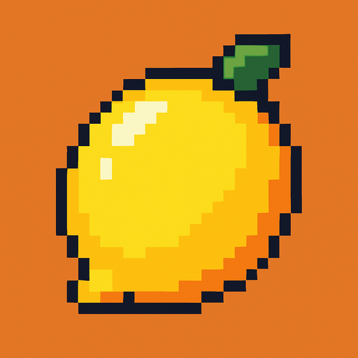 pixel art of a lemon.
In-Game asset.  2d.  High contrast.  No shadows