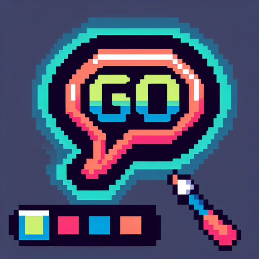 pixel art speech bubble that says "Go" neon color.
Single Game Texture. In-Game asset. 2d. Blank background. High contrast. No shadows.