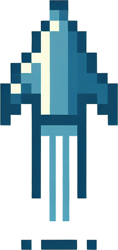8 bit projectile pointing upwards.
Single Game Texture. In-Game asset. 2d. Blank background. High contrast. No shadows.