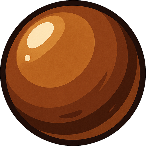 Kahverengi bilye.
In-Game asset.  2d.  High contrast.  No shadows