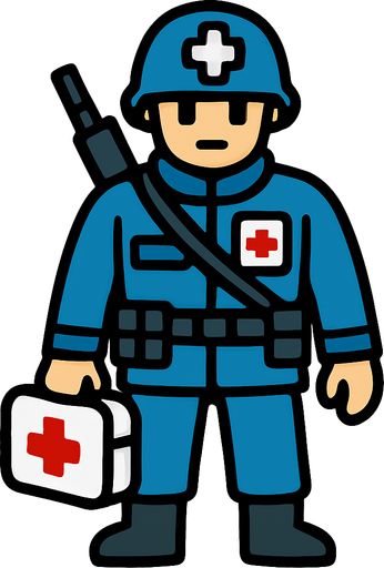 Medic Soldier.
In-Game asset.  2d.  High contrast.  No shadows