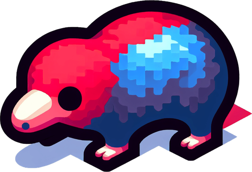 mole red and blu.
Single Game Texture.  In-Game asset.  2d.  Blank background.  High contrast.  No shadows