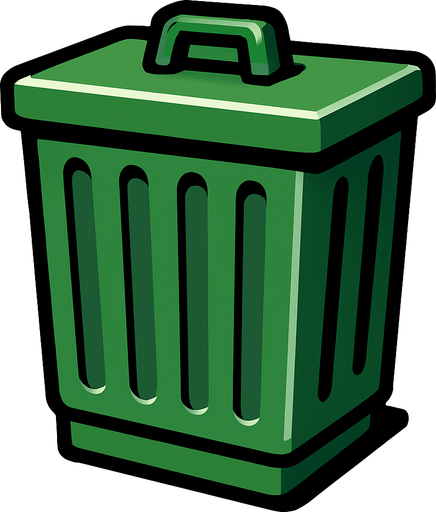 trashcan.
In-Game asset.  2d.  High contrast.  No shadows
