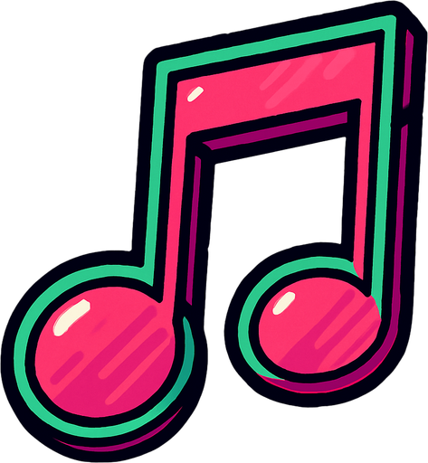 nota musical.
In-Game asset.  2d.  High contrast.  No shadows