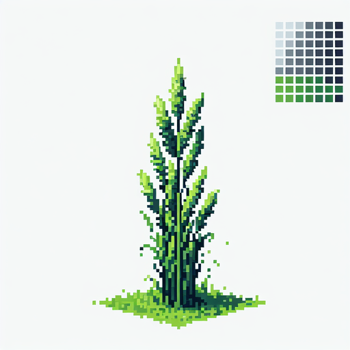 pixelart of a single tall grass stem.
2d sprite, white background