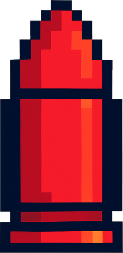 kırmızı pixel art bir mermi.
In-Game asset.  2d.  High contrast.  No shadows