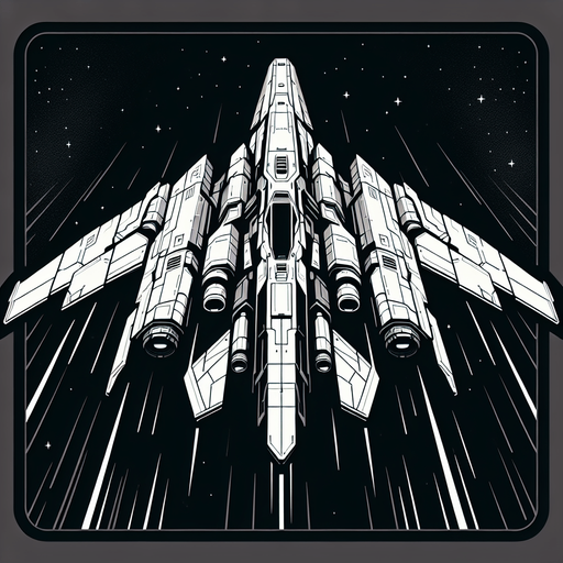 enemy ship facing up.
Single Game Texture.  In-Game asset.  2d.  Blank background.  High contrast.  No shadows