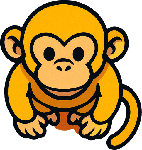 yellow monkey top view.
In-Game asset.  2d.  High contrast.  No shadows