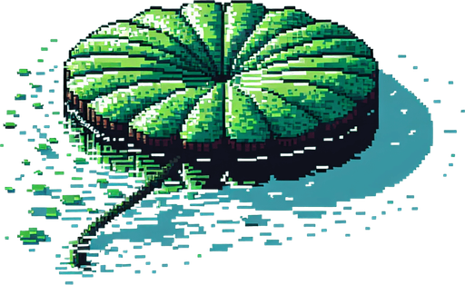 pixelart asset floating lilypad.
White background, high contrast, shadowless.