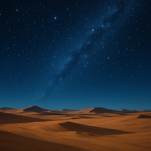 Yukarda gece gökyüzü, aşağıda çölün sadeliği, gerçekçi, uzaktan görünüm, yazısız, background, yüksek boyutta.
In-Game asset.  High contrast.  No shadows