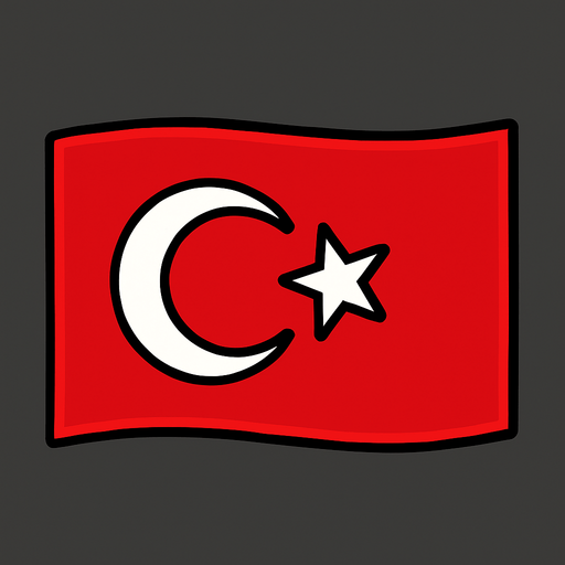 Türkiye bayrağı.
In-Game asset.  2d.  High contrast.  No shadows