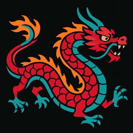 long dragon.
In-Game asset.  2d.  High contrast.  No shadows