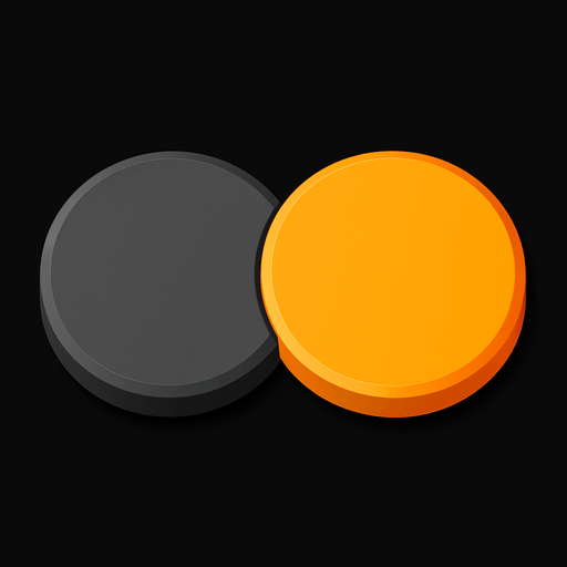 othello game one piece of grey and one piece of orange.
In-Game asset.  High contrast.  No shadows. 3D