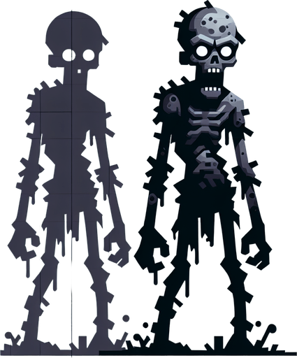 Zombie.
Single Game Texture. In-Game asset. 2d. Blank background. High contrast. No shadows.