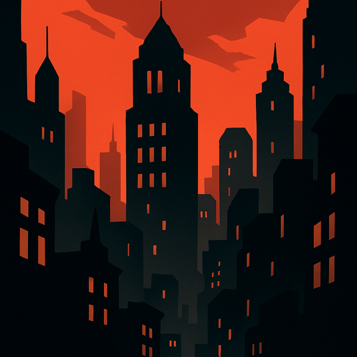 dark city for mobile wallpaper.
In-Game asset.  2d.  High contrast.  No shadows