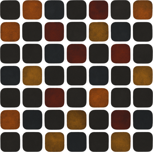 şekli ve mantığı bozma. her bir karenin rengine rasgele şu 4 renkten birini ekle ama sıvı boya mantığıyla düşün %15 ekle yanı hala koyu gri olsun ama çok az renk karıştır. turuncu, kırmızı, sarı, mavi her bir karenin rengine rasgele