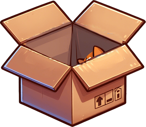 cute Chibi ginger cat peeking looks from the box into the camera. Cheeky, happy.