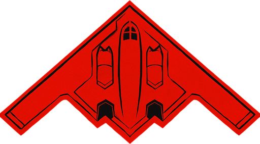 kuş bakışı açısından B-2 Spirit uçağı kırmızı renkte.
In-Game asset.  2d.  High contrast.  No shadows