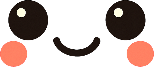 A cute face with cute smile.
In-Game asset.  2d.  High contrast.  No shadows
