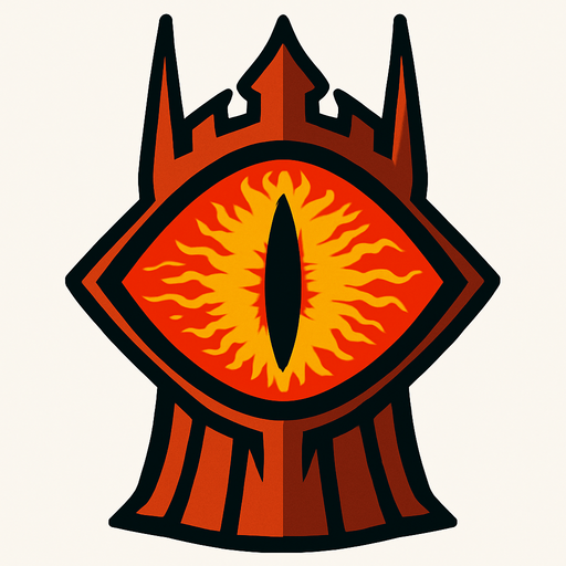 Eye of sauron.
In-Game asset.  2d.  High contrast.  No shadows